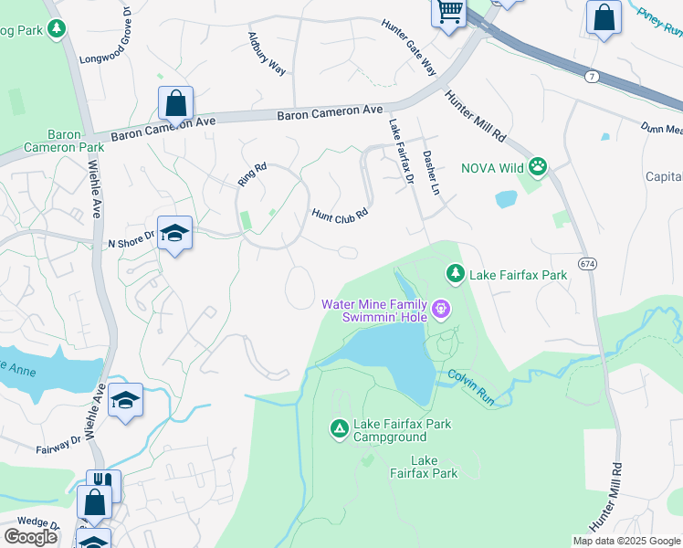 map of restaurants, bars, coffee shops, grocery stores, and more near 10907 Thanlet Lane in Reston