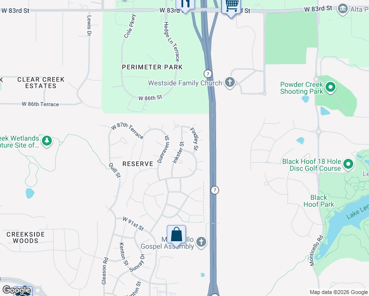 map of restaurants, bars, coffee shops, grocery stores, and more near 23322 West 88th Terrace in Lenexa