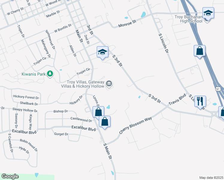 map of restaurants, bars, coffee shops, grocery stores, and more near 149 Carol Drive in Troy