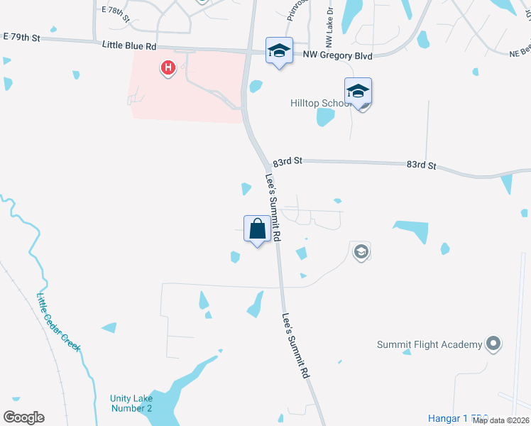 map of restaurants, bars, coffee shops, grocery stores, and more near 8300 Lee's Summit Road in Kansas City