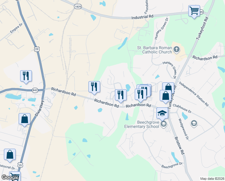 map of restaurants, bars, coffee shops, grocery stores, and more near 4229 Briarwood Drive in Independence