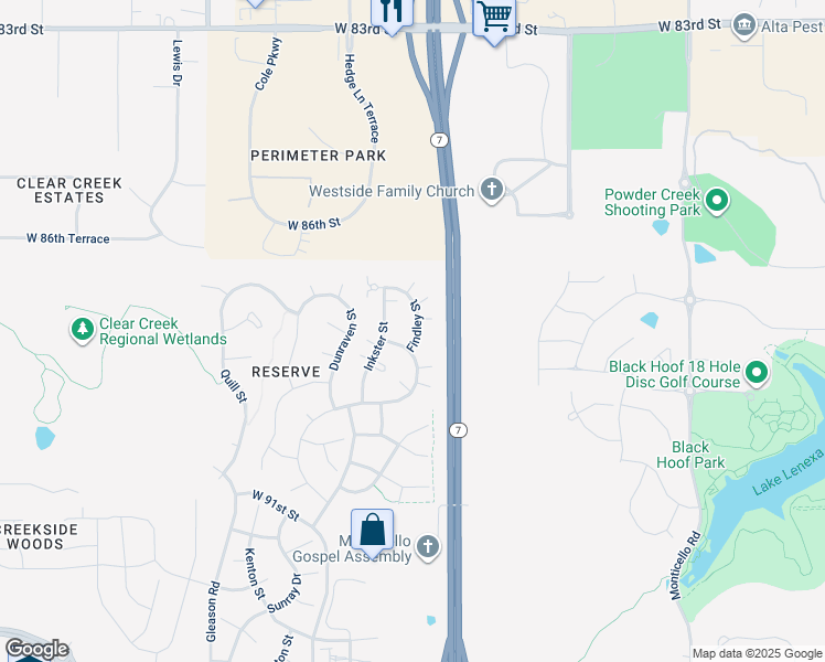 map of restaurants, bars, coffee shops, grocery stores, and more near 8701 West 87th Terrace in Lenexa