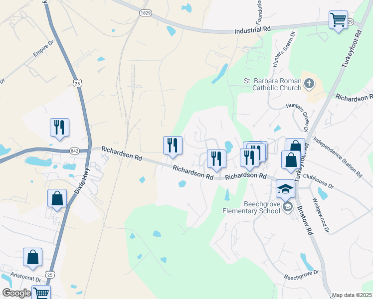 map of restaurants, bars, coffee shops, grocery stores, and more near 4252 Berrywood Drive in Independence