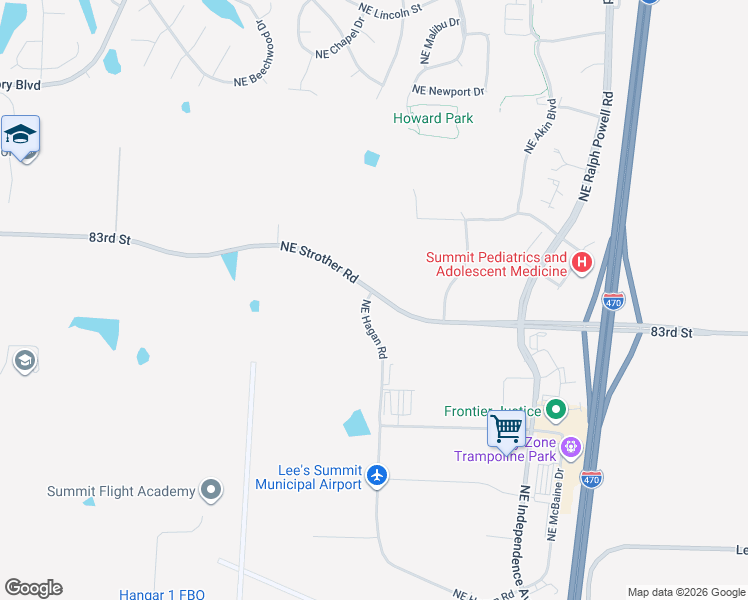 map of restaurants, bars, coffee shops, grocery stores, and more near in Lee's Summit