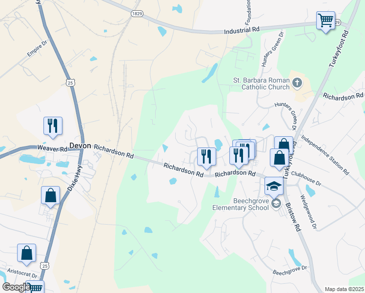 map of restaurants, bars, coffee shops, grocery stores, and more near 4252 Berrywood Drive in Independence