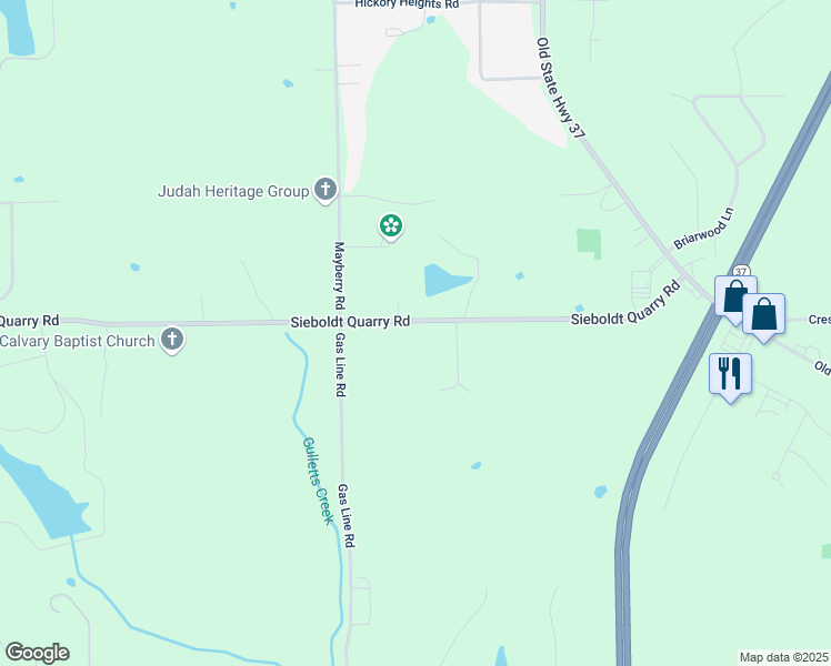 map of restaurants, bars, coffee shops, grocery stores, and more near 2330 Sieboldt Quarry Road in Bedford