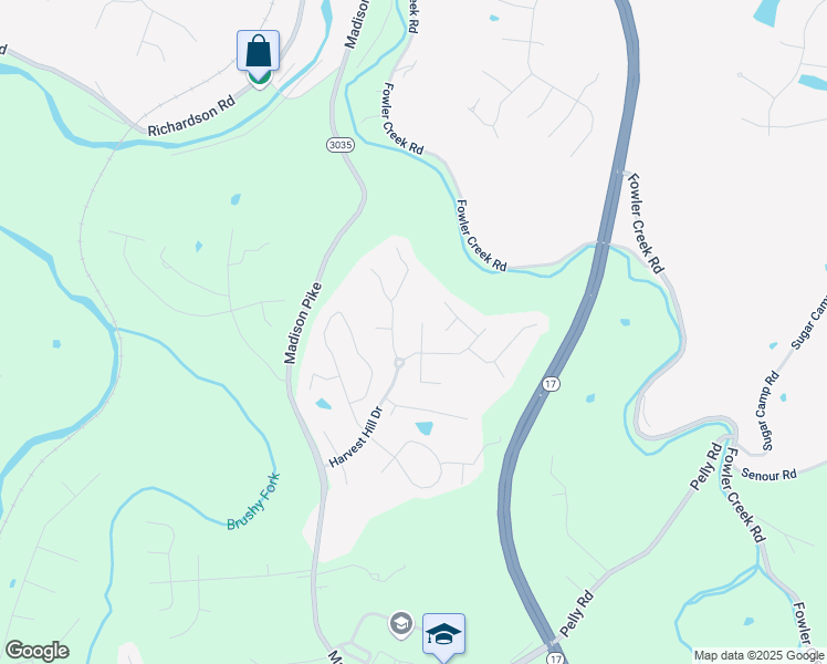 map of restaurants, bars, coffee shops, grocery stores, and more near 2103 Fullmoon Court in Independence