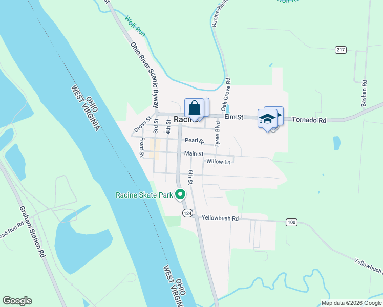 map of restaurants, bars, coffee shops, grocery stores, and more near 601 6th Street in Racine