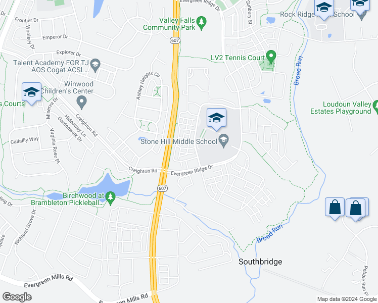 map of restaurants, bars, coffee shops, grocery stores, and more near 43011 Rosemount Woods Terrace in Ashburn