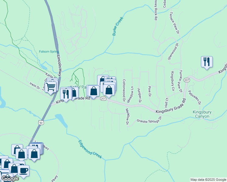 map of restaurants, bars, coffee shops, grocery stores, and more near 278 Kingsbury Grade Road in Stateline