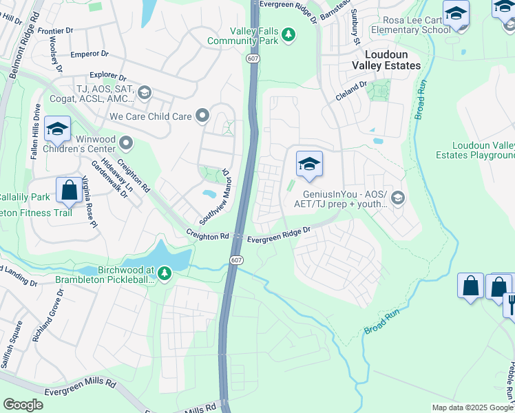 map of restaurants, bars, coffee shops, grocery stores, and more near 23412 Madison Heights Terrace in Ashburn