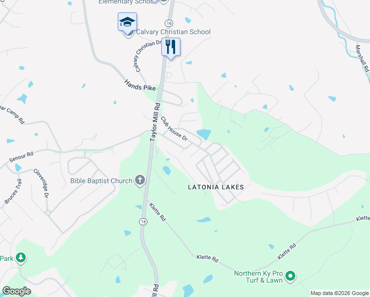 map of restaurants, bars, coffee shops, grocery stores, and more near 500 Ash Road in Kenton County