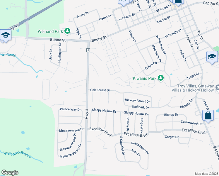 map of restaurants, bars, coffee shops, grocery stores, and more near 983 Trojan Circle in Troy
