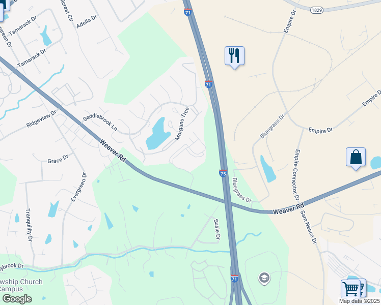 map of restaurants, bars, coffee shops, grocery stores, and more near 928 Trellises Drive in Florence