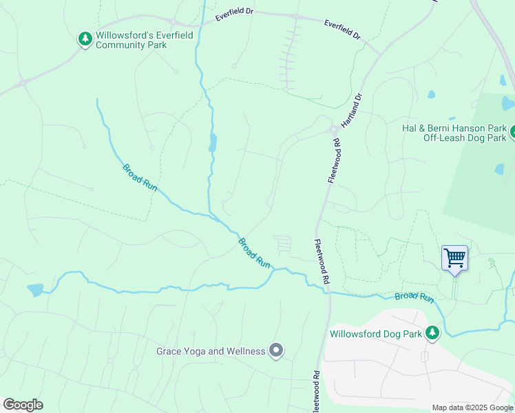map of restaurants, bars, coffee shops, grocery stores, and more near 23583 Fleetwood Rd in Aldie