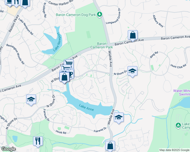 map of restaurants, bars, coffee shops, grocery stores, and more near 1524 Northgate Square in Reston