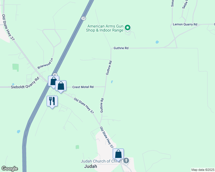 map of restaurants, bars, coffee shops, grocery stores, and more near 368 Guthrie Road in Bedford