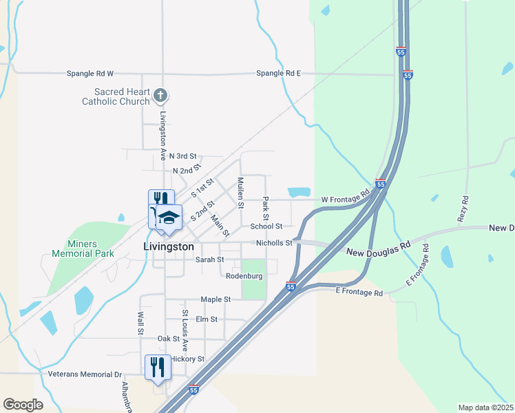 map of restaurants, bars, coffee shops, grocery stores, and more near 463 Church Street in Livingston