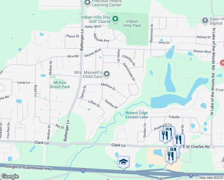 map of restaurants, bars, coffee shops, grocery stores, and more near 5007 Melissa Drive in Columbia