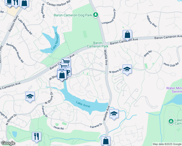 map of restaurants, bars, coffee shops, grocery stores, and more near 1522 Northgate Square in Reston