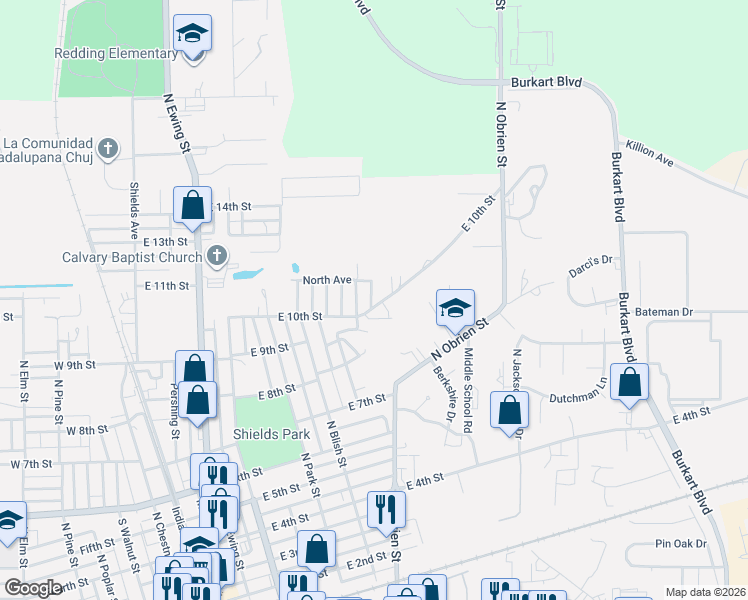 map of restaurants, bars, coffee shops, grocery stores, and more near 1022 North Avenue in Seymour