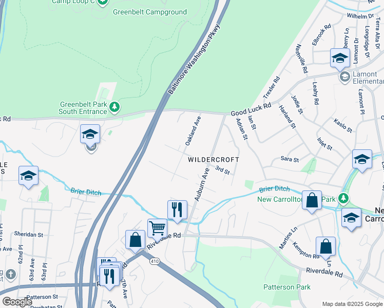 map of restaurants, bars, coffee shops, grocery stores, and more near 6806 3rd Street in East Riverdale