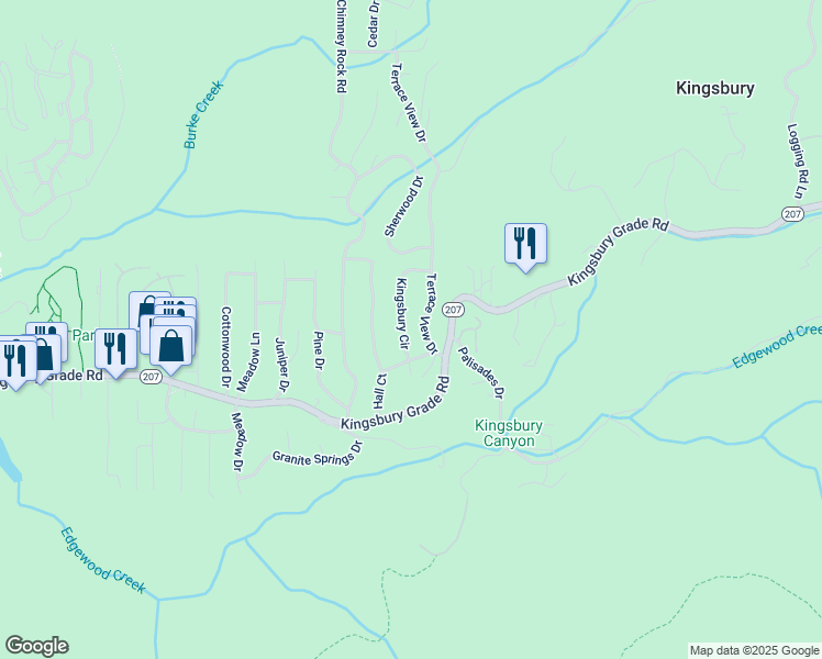 map of restaurants, bars, coffee shops, grocery stores, and more near 180 Kingsbury Circle in Stateline