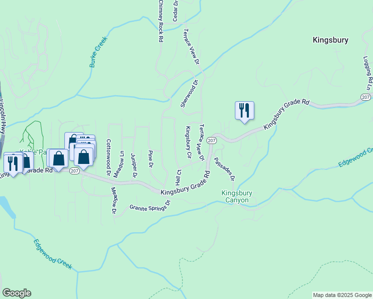 map of restaurants, bars, coffee shops, grocery stores, and more near 180 Kingsbury Circle in Stateline