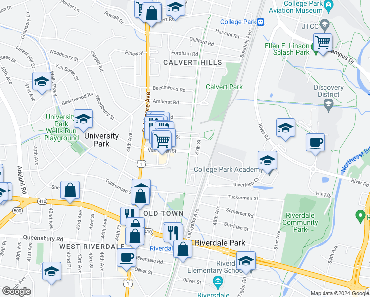 map of restaurants, bars, coffee shops, grocery stores, and more near 101 Independence Avenue Southeast in Washington