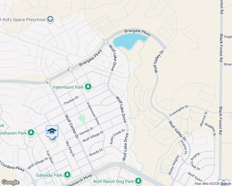 map of restaurants, bars, coffee shops, grocery stores, and more near 9747 Wolf Lake Drive in Colorado Springs