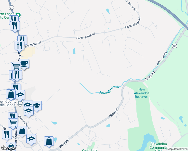 map of restaurants, bars, coffee shops, grocery stores, and more near 3793 Lisa Lane in Alexandria