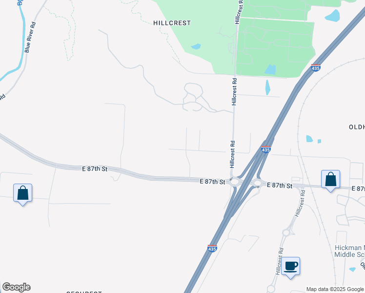 map of restaurants, bars, coffee shops, grocery stores, and more near 8518 Drury Avenue in Kansas City