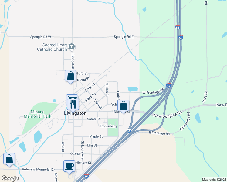 map of restaurants, bars, coffee shops, grocery stores, and more near 463 Church Street in Livingston