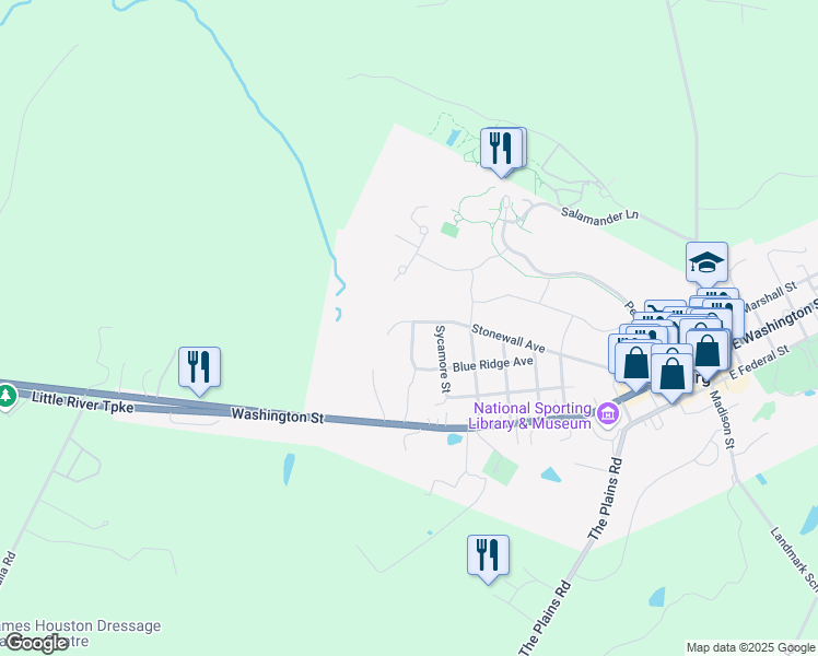 map of restaurants, bars, coffee shops, grocery stores, and more near 5 Stonewall Court in Middleburg
