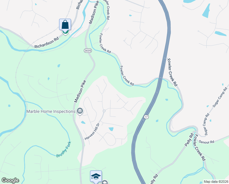 map of restaurants, bars, coffee shops, grocery stores, and more near 2138 Starlight Ln in Independence