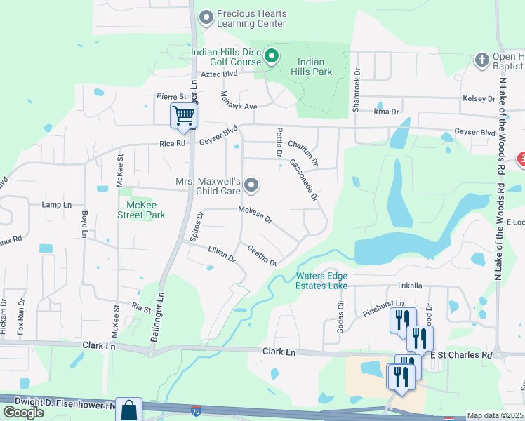 map of restaurants, bars, coffee shops, grocery stores, and more near 5007 Melissa Drive in Columbia
