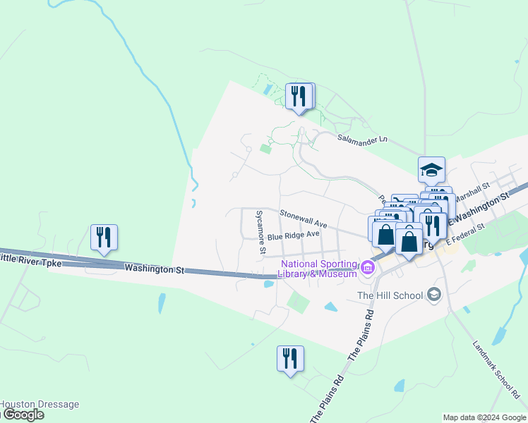 map of restaurants, bars, coffee shops, grocery stores, and more near 805 Stonewall Avenue in Middleburg