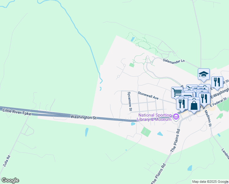 map of restaurants, bars, coffee shops, grocery stores, and more near 20 Stonewall Court in Middleburg
