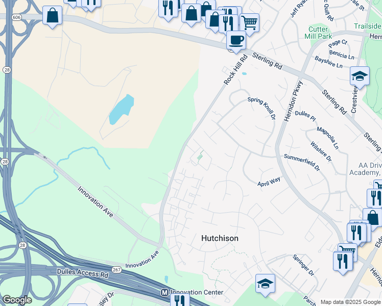 map of restaurants, bars, coffee shops, grocery stores, and more near 2002 Capstone Circle in Herndon