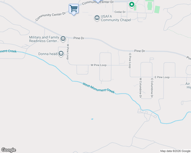 map of restaurants, bars, coffee shops, grocery stores, and more near 6401-6405 West Buttercup Drive in Air Force Academy