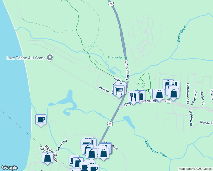 map of restaurants, bars, coffee shops, grocery stores, and more near 158 Aynes Court in Gardnerville
