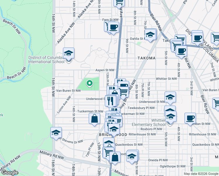 map of restaurants, bars, coffee shops, grocery stores, and more near 101 Independence Avenue Southeast in Washington
