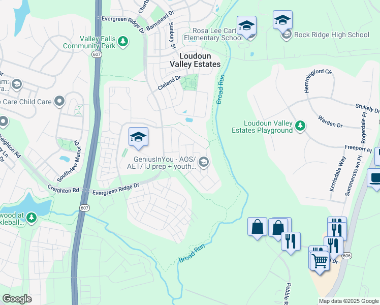 map of restaurants, bars, coffee shops, grocery stores, and more near 23367 Bymes Mill Terrace in Ashburn