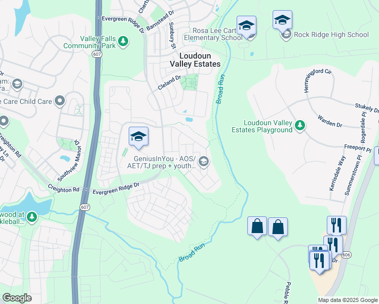 map of restaurants, bars, coffee shops, grocery stores, and more near 23367 Bymes Mill Terrace in Ashburn