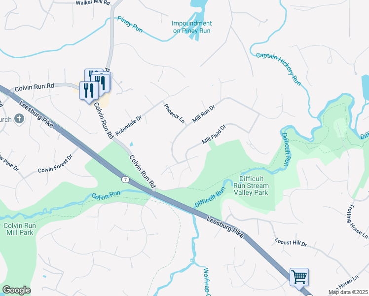 map of restaurants, bars, coffee shops, grocery stores, and more near 1096 Mill Field Court in Great Falls