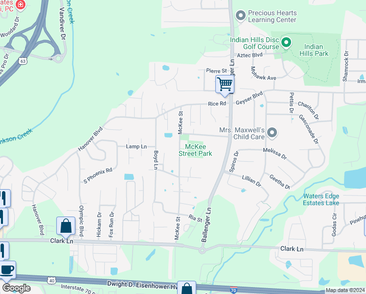 map of restaurants, bars, coffee shops, grocery stores, and more near 1812 McKee Street in Columbia