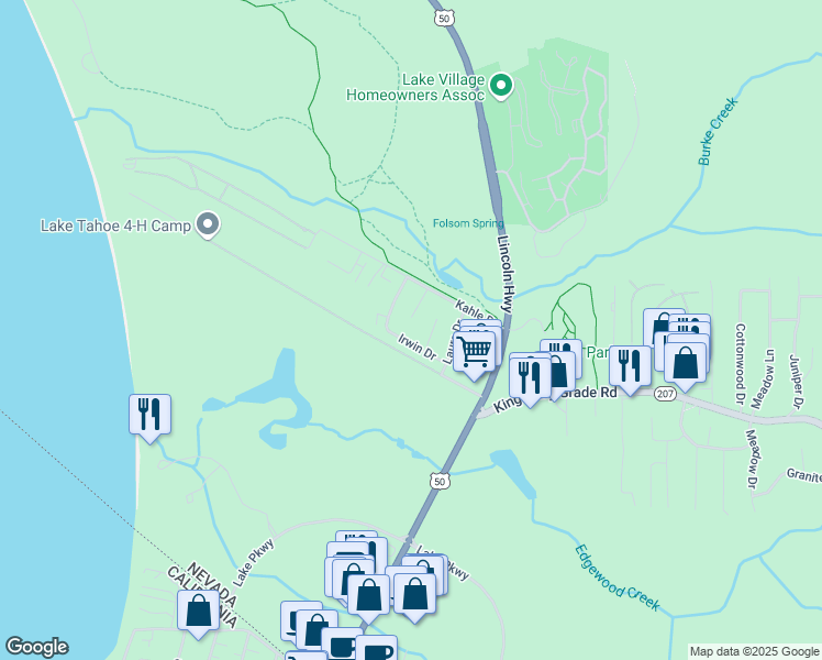 map of restaurants, bars, coffee shops, grocery stores, and more near 162 Irwin Drive in Stateline