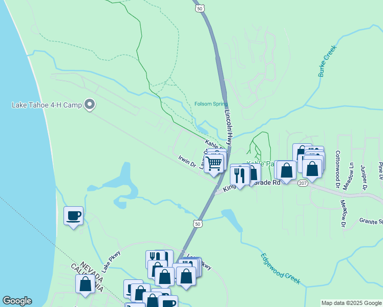 map of restaurants, bars, coffee shops, grocery stores, and more near 166 Irwin Drive in Stateline