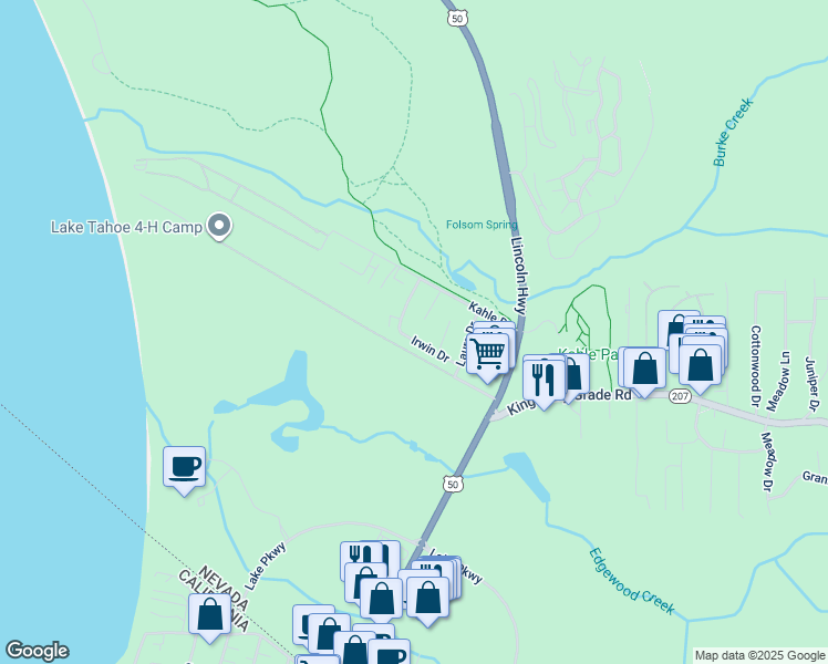 map of restaurants, bars, coffee shops, grocery stores, and more near 166 Irwin Drive in Stateline