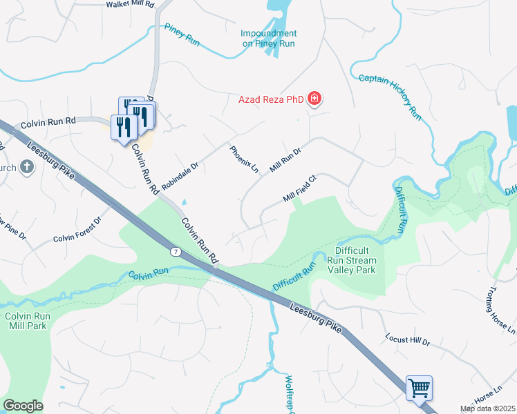 map of restaurants, bars, coffee shops, grocery stores, and more near 1096 Mill Field Court in Great Falls